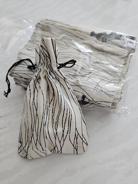 Beige and Black Drawstring Pouch Set Of 20 Medium Size